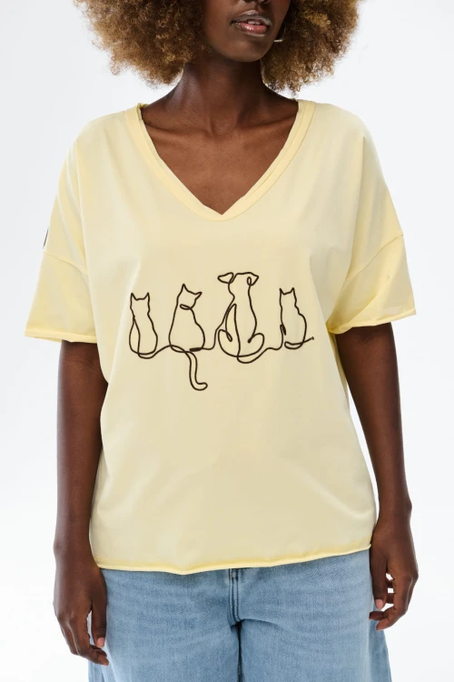 t-shirt_damski_zółty_haft_z_kotem_7.jpg