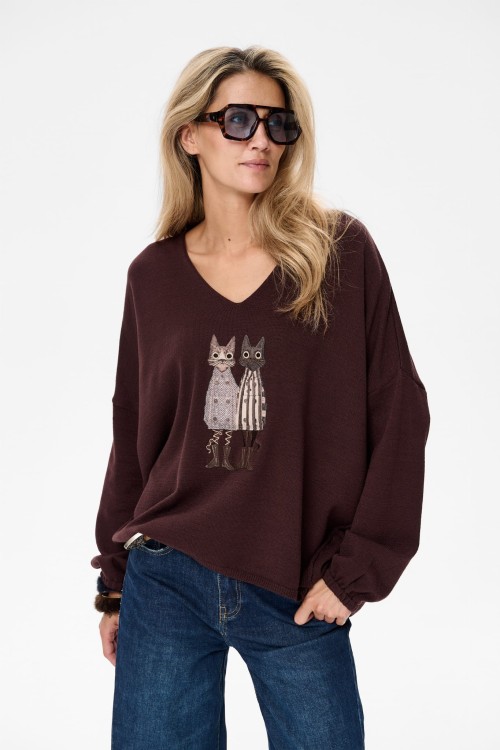 sweter damski brązowy w kotki blue shadow2.jpg