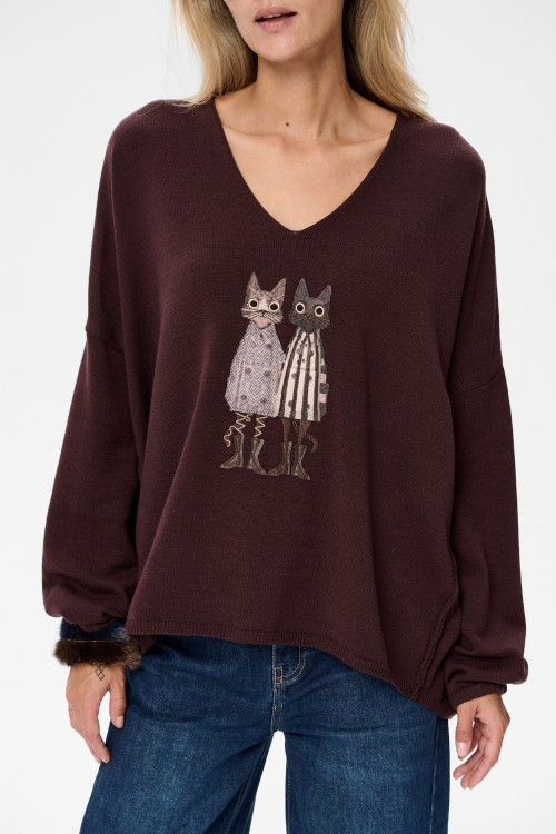 sweter damski brązowy w kotki blue shadow3.jpg