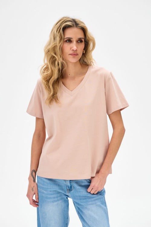 T-shirt damski beżowy blue shadow1.jpg