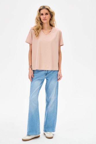 T-shirt damski beżowy blue shadow2.jpg